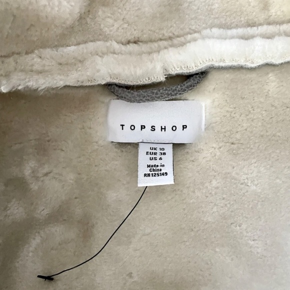 Topshop Coat Women Jacket Color Gray and Beige with Zipper US 6 - Picture 5 of 5